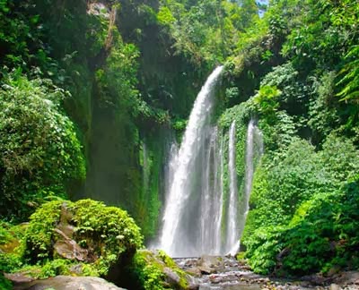 Beautiful Sendang Gile Waterfall Indonesia